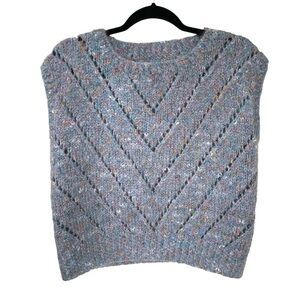 Hand Crafted Women's Sleeveless Sweater Vest Blue M